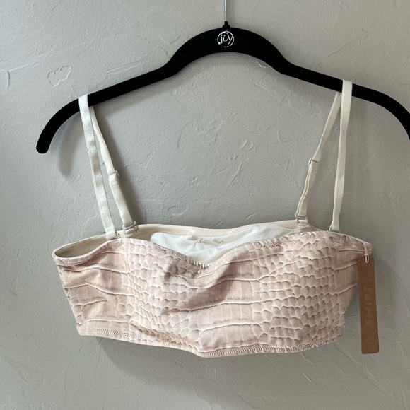 SKIMS SWIM MICRO BANDEAU BIKINI TOP EGRET CROCODILE PRINT S - Picture 5 of 6